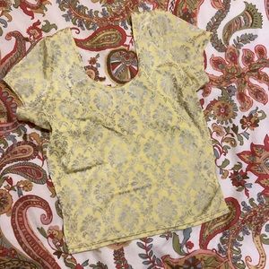 Blackmilk size medium yellow Beauty and the Beast cropped holographic top